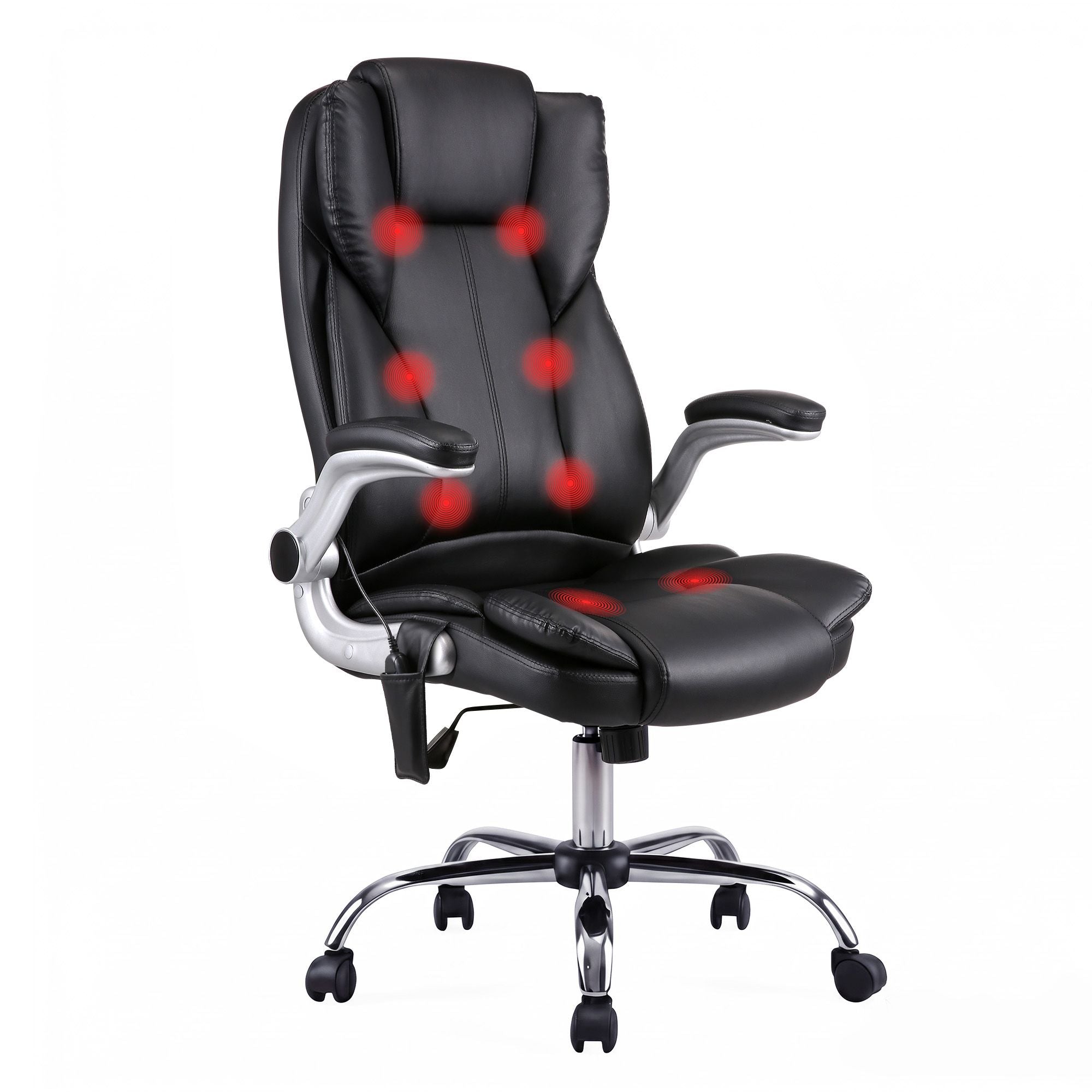 Artiss 8‑Point Massage Office Chair – PU Leather, High Back, Timer, Flip‑Up Arms