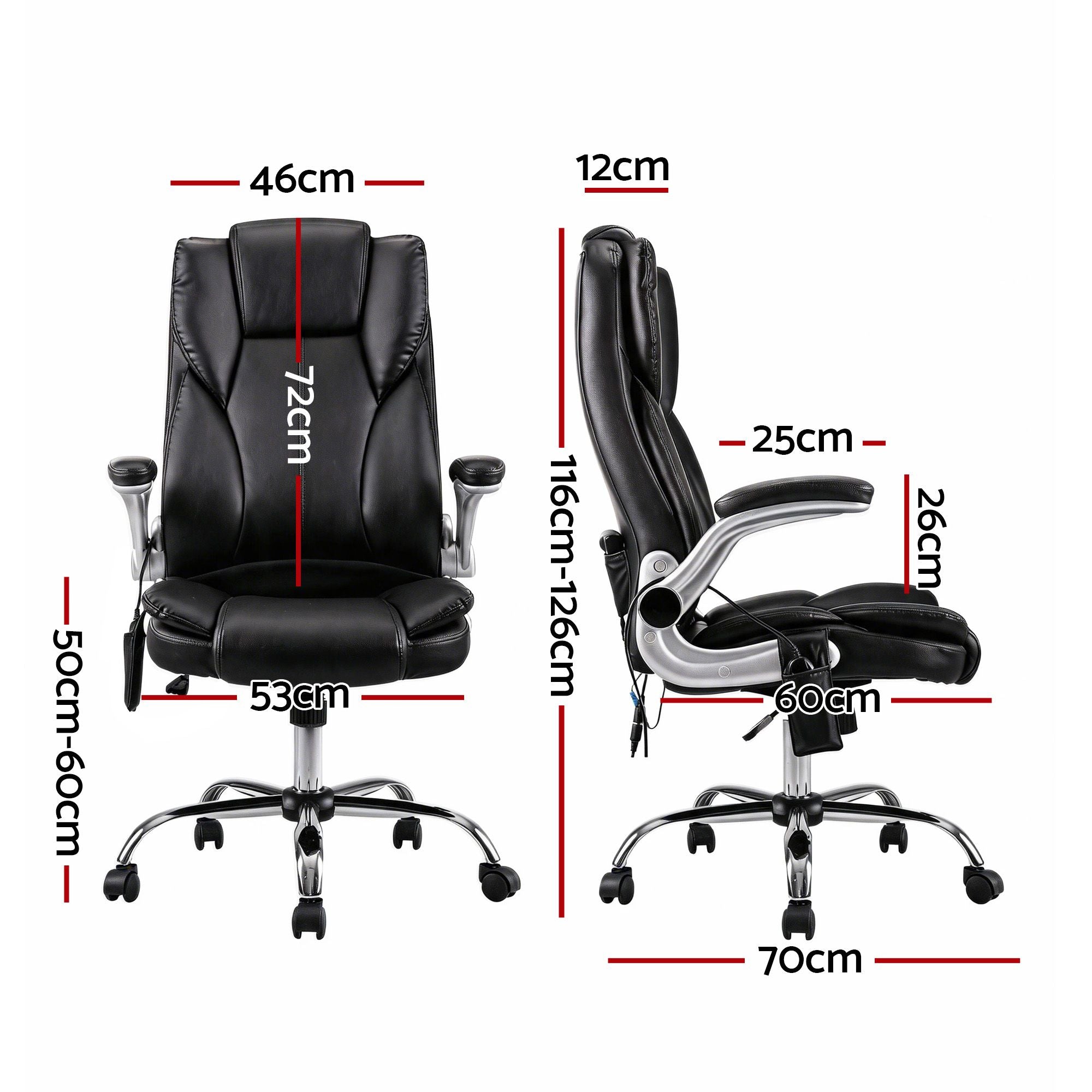 Artiss 8‑Point Massage Office Chair – PU Leather, High Back, Timer, Flip‑Up Arms