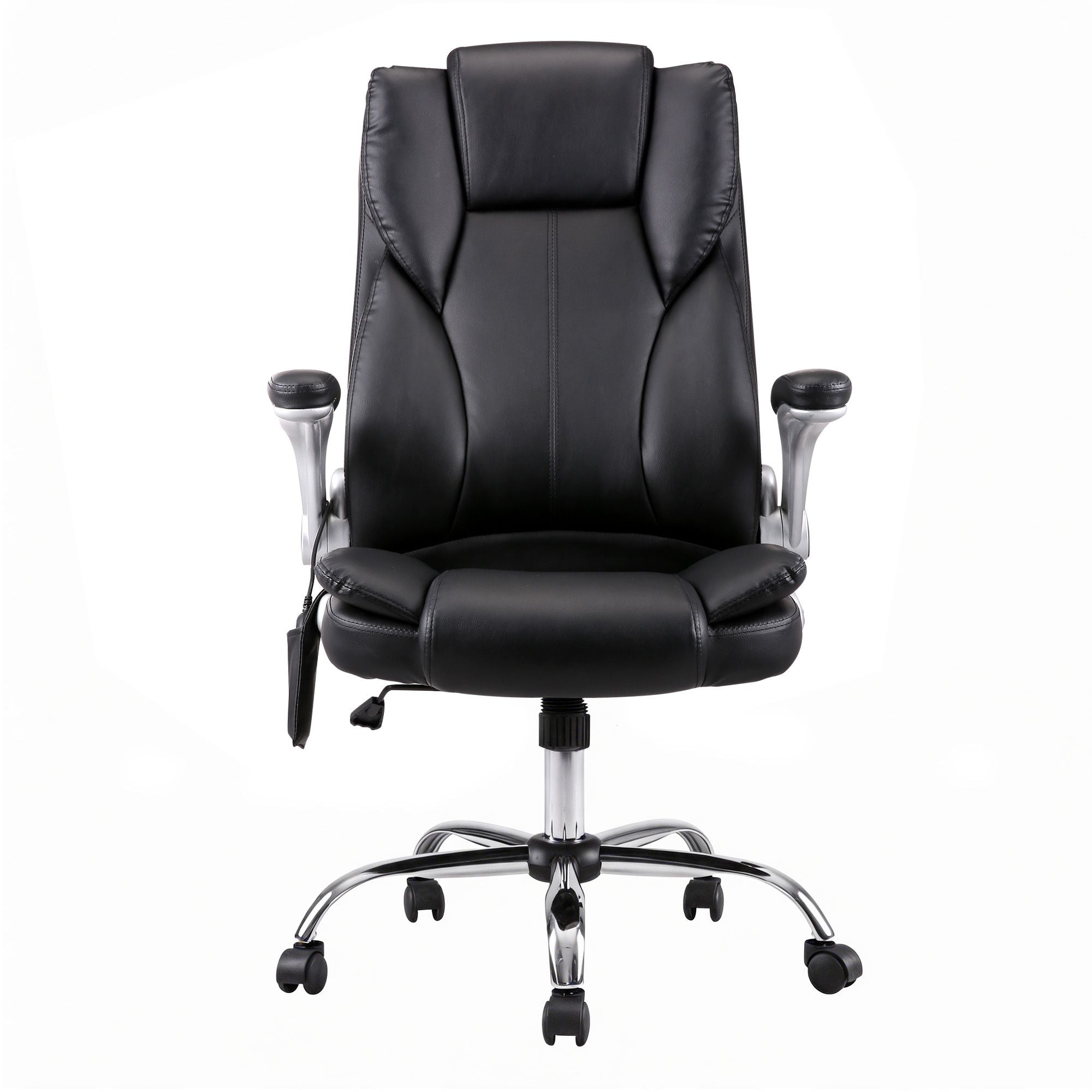 Artiss 8‑Point Massage Office Chair – PU Leather, High Back, Timer, Flip‑Up Arms