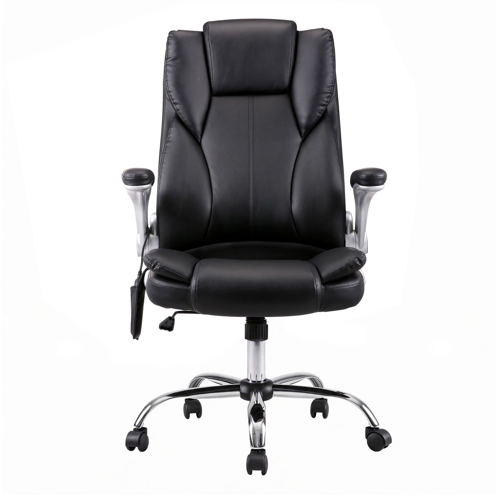 Artiss 8‑Point Massage Office Chair – PU Leather, High Back, Timer, Flip‑Up Arms