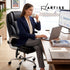 Artiss 8‑Point Massage Office Chair – PU Leather, High Back, Timer, Flip‑Up Arms