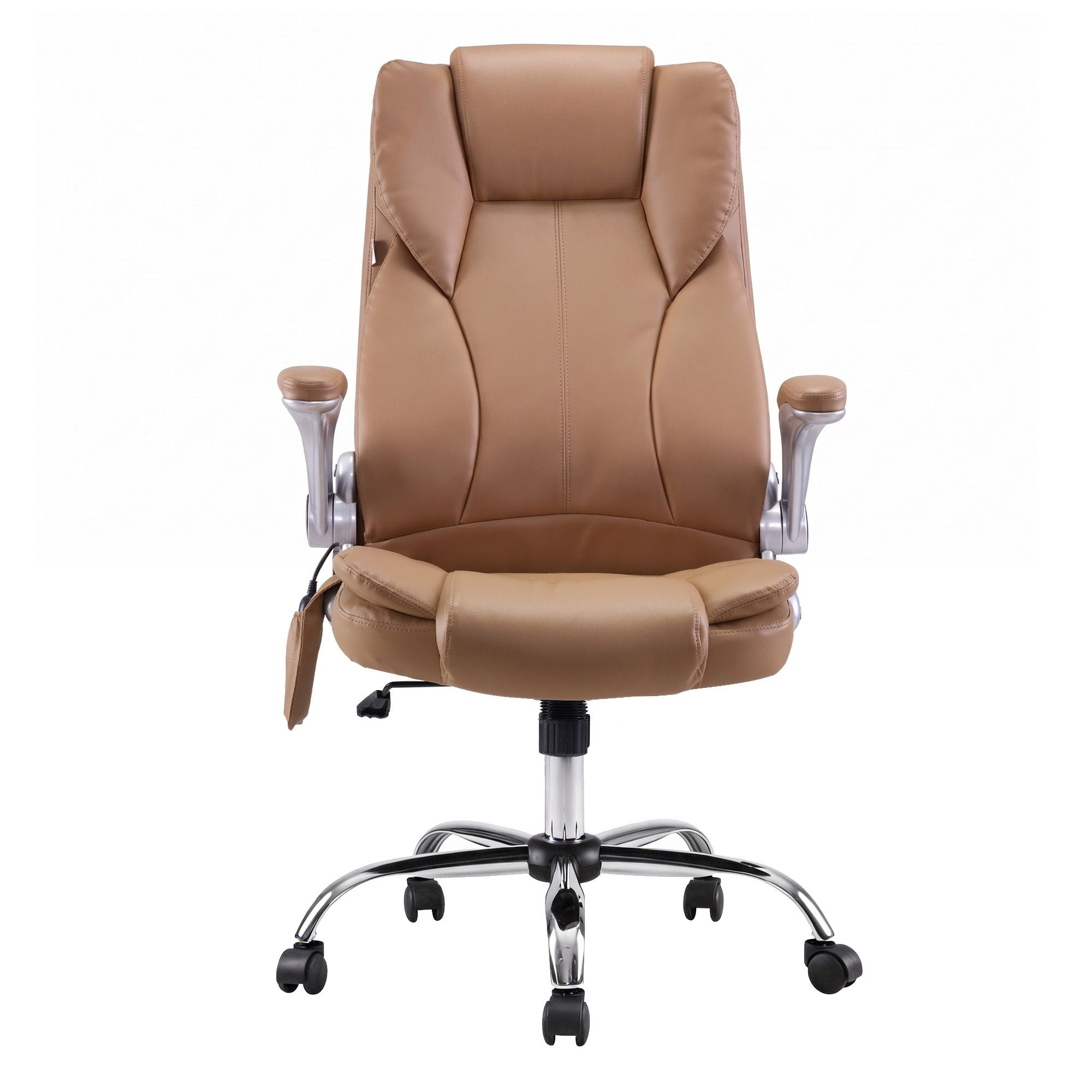 Massage Office Chair 8 Point Vibration PU Leather Ergonomic Brown