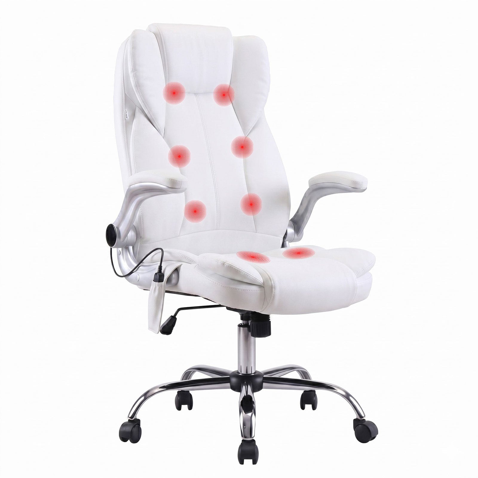 Artiss 8 Point Massage Office Chair High Back PU Leather Ergonomic White