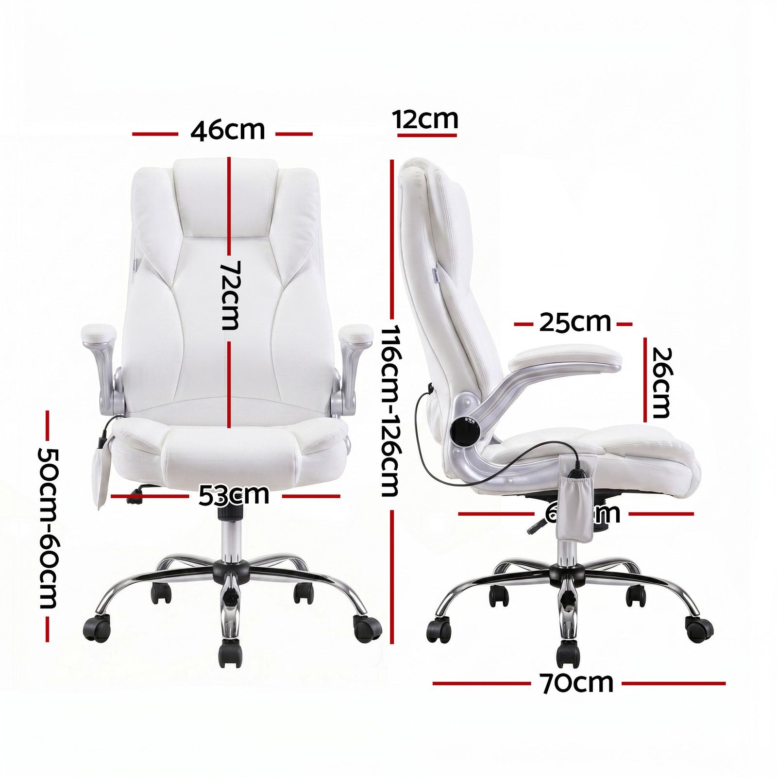 Artiss 8 Point Massage Office Chair High Back PU Leather Ergonomic White