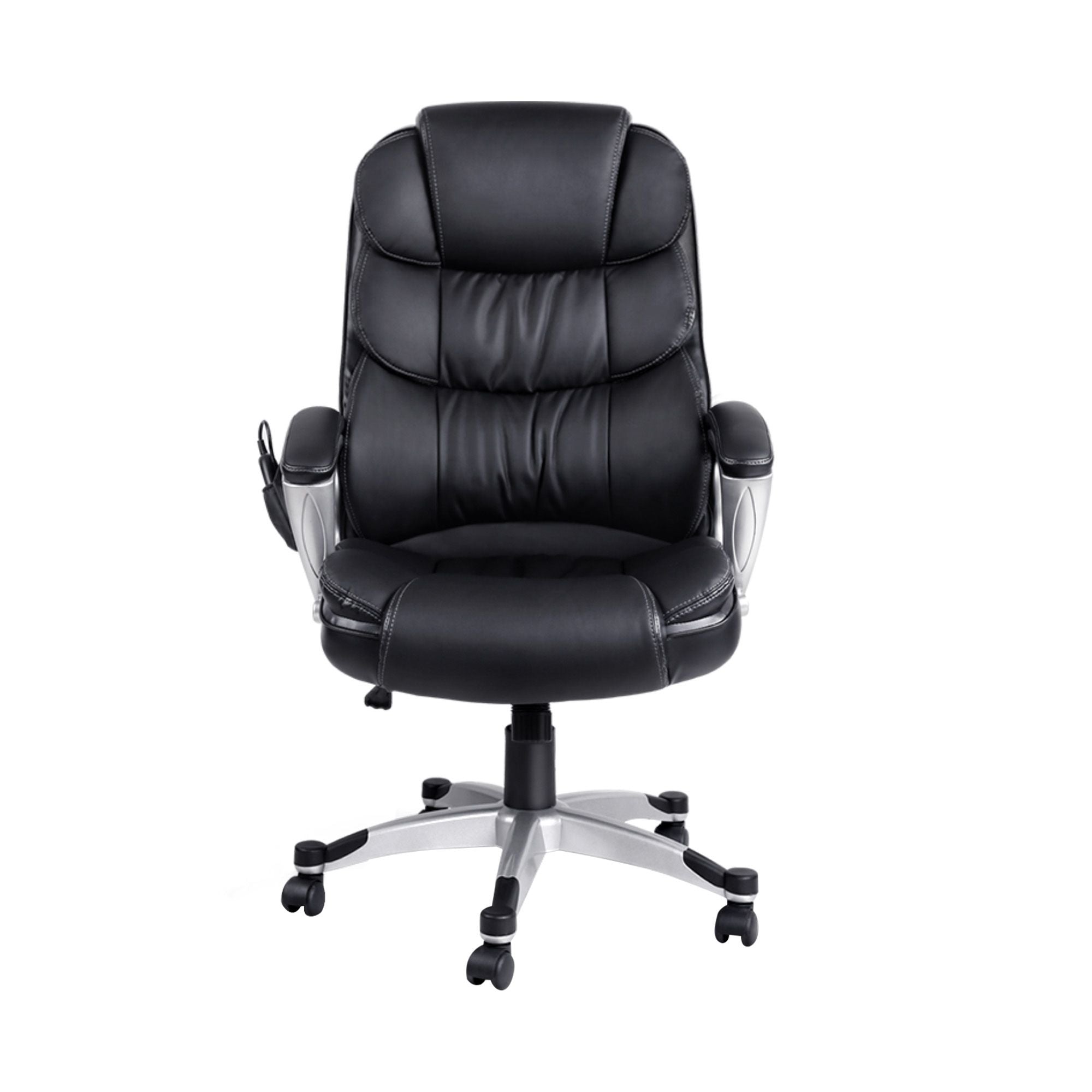 Massage Office Chair Heated Lumbar PU Leather High Back Ergonomic Swivel Black