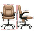 Artiss 2 Point Massage Office Chair Leather Mid Back Espresso