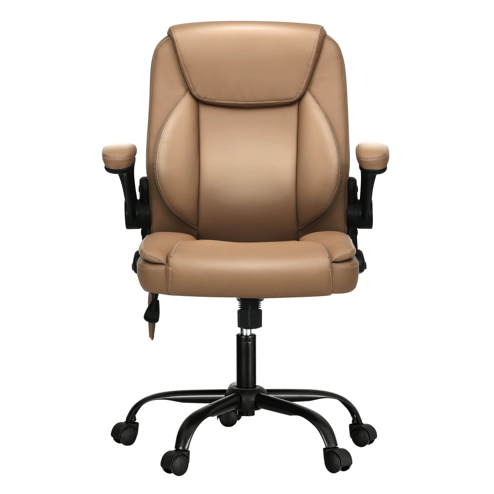 Artiss 2 Point Massage Office Chair Leather Mid Back Espresso