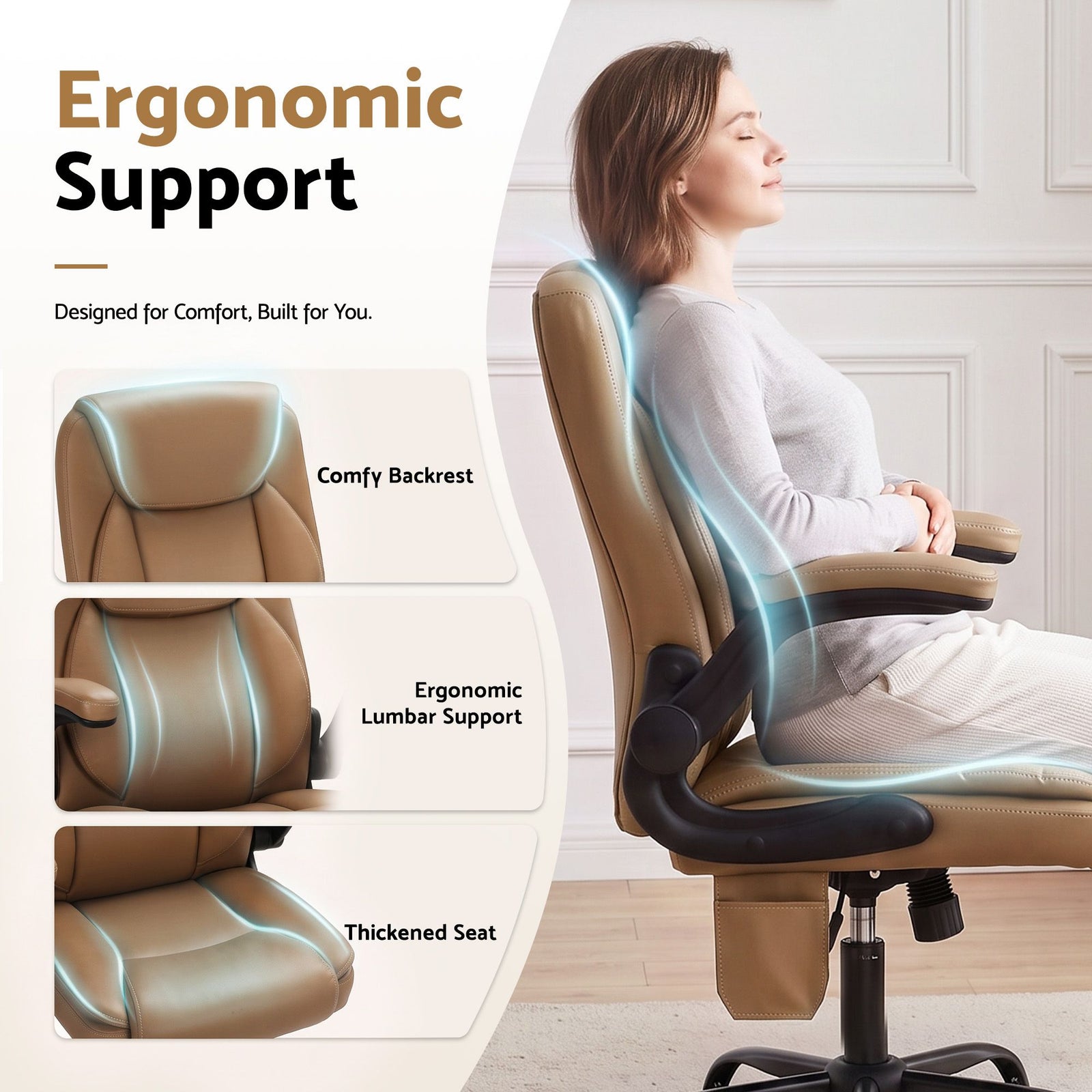 Artiss 2 Point Massage Office Chair Leather Mid Back Espresso