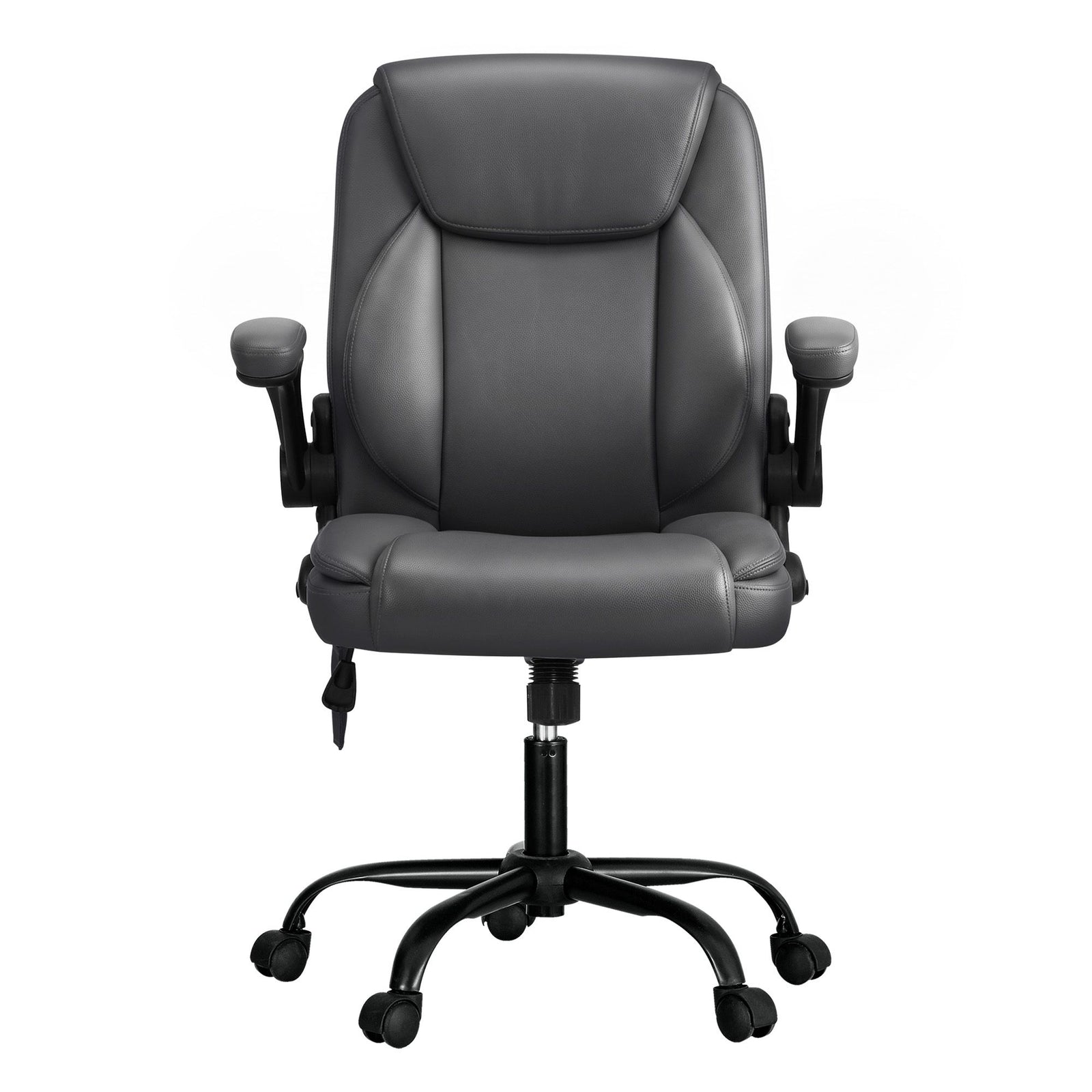 Artiss Massage Office Chair PU Leather Mid Back Grey Reclining