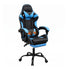 Massage Gaming Chair Cyan Blue – 2‑Point Lumbar, Footrest, 145° Recline