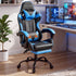 Massage Gaming Chair Cyan Blue – 2‑Point Lumbar, Footrest, 145° Recline
