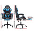Massage Gaming Chair Cyan Blue – 2‑Point Lumbar, Footrest, 145° Recline