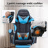 Massage Gaming Chair Cyan Blue – 2‑Point Lumbar, Footrest, 145° Recline