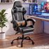 2-Point Massage Gaming Chair with Footrest Recliner Grey