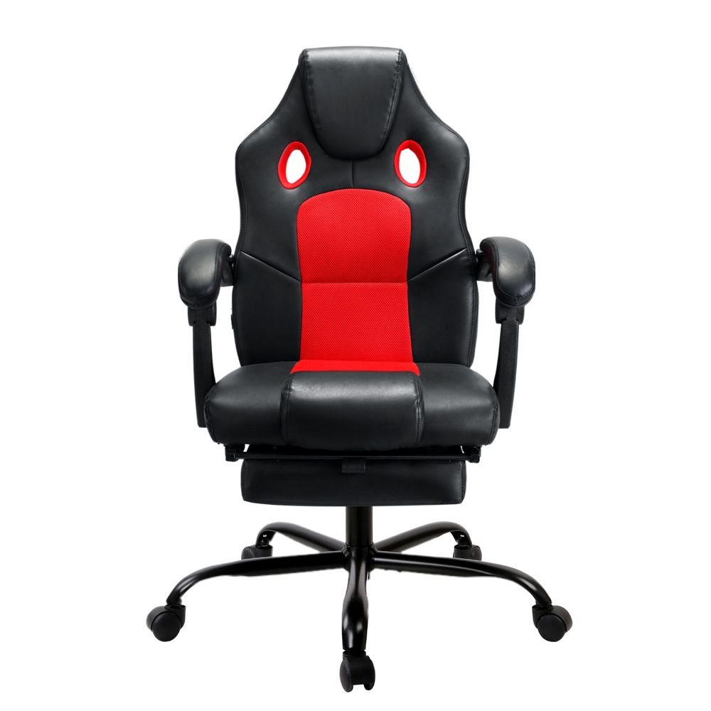 Artiss Massage Gaming Chair PU Leather Reclining Office Chair with 2 Zone Massage Black