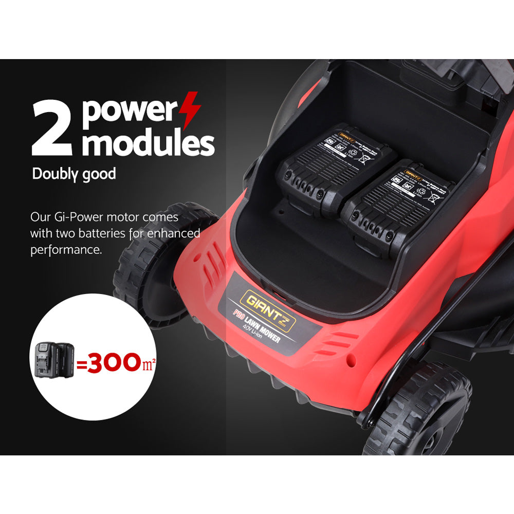 Cordless Lawn Mower 40V Lithium Twin Battery 340mm Cut 6 Heights