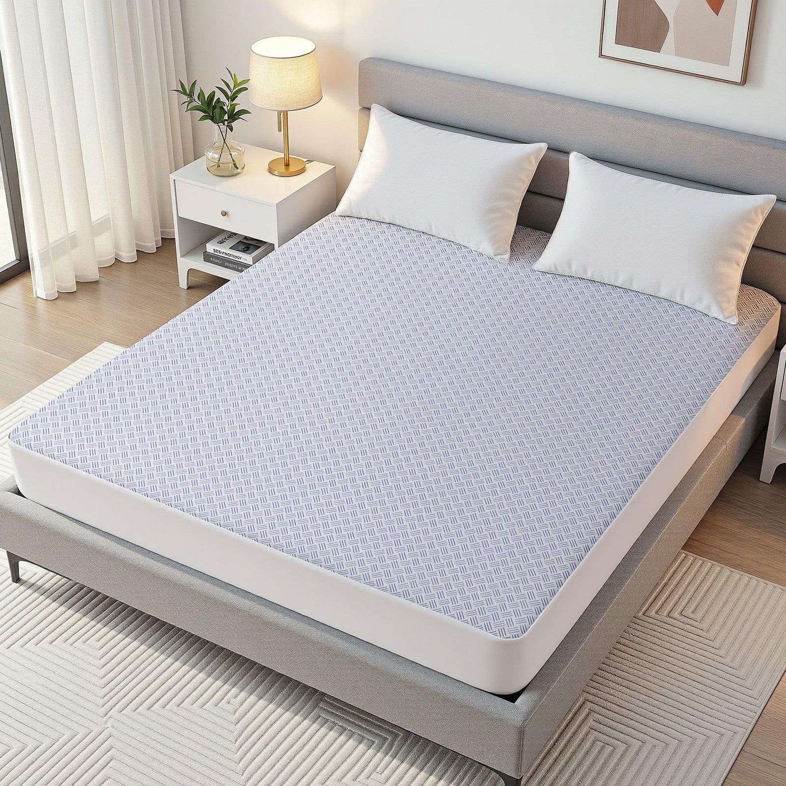 Cooling Mattress Protector Waterproof Deep Pocket Fitted Cover Double