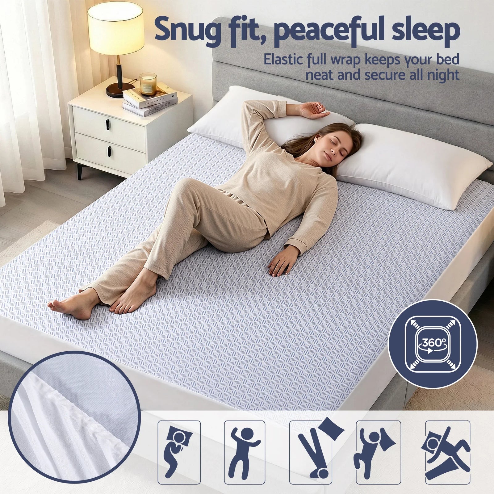 Cooling Mattress Protector Waterproof Deep Pocket Fitted Cover Queen