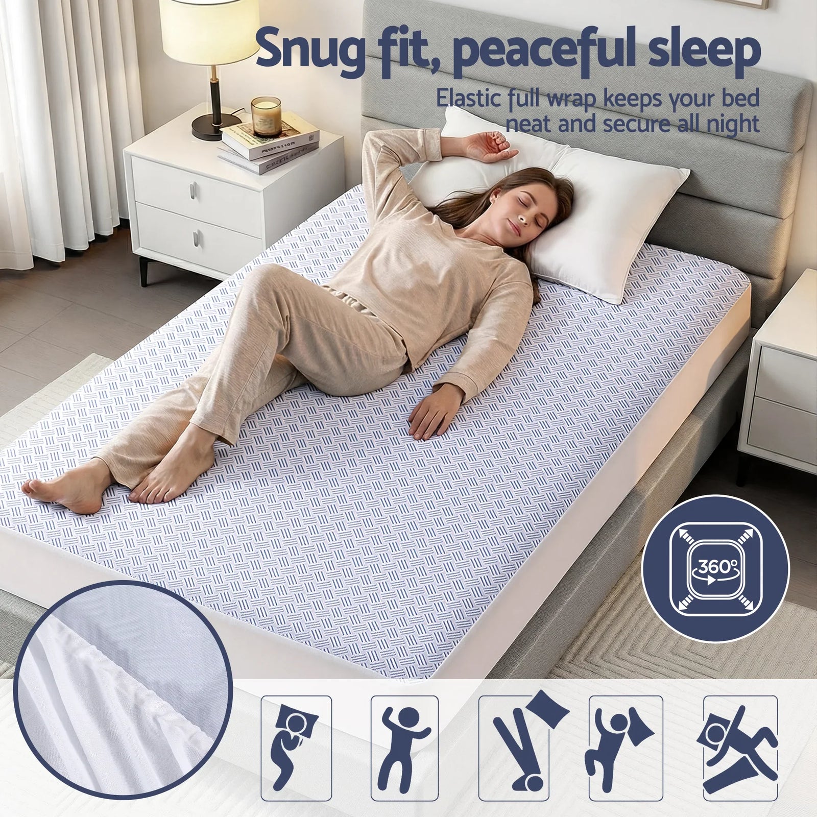 Cooling Mattress Protector Waterproof Deep Pocket Fitted Cover Single