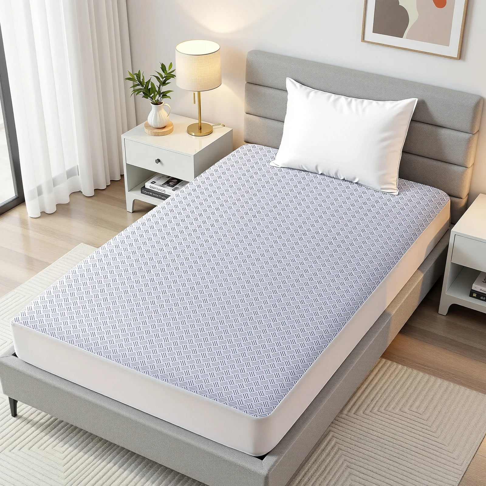 Cooling Mattress Protector Waterproof Deep Pocket Fitted Cover Single