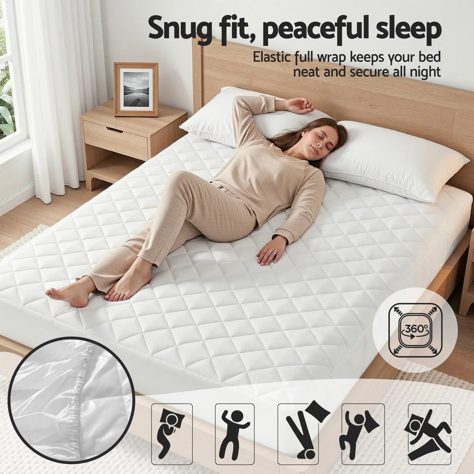 Waterproof Mattress Protector 100% Cotton Quilted Fitted Cover King