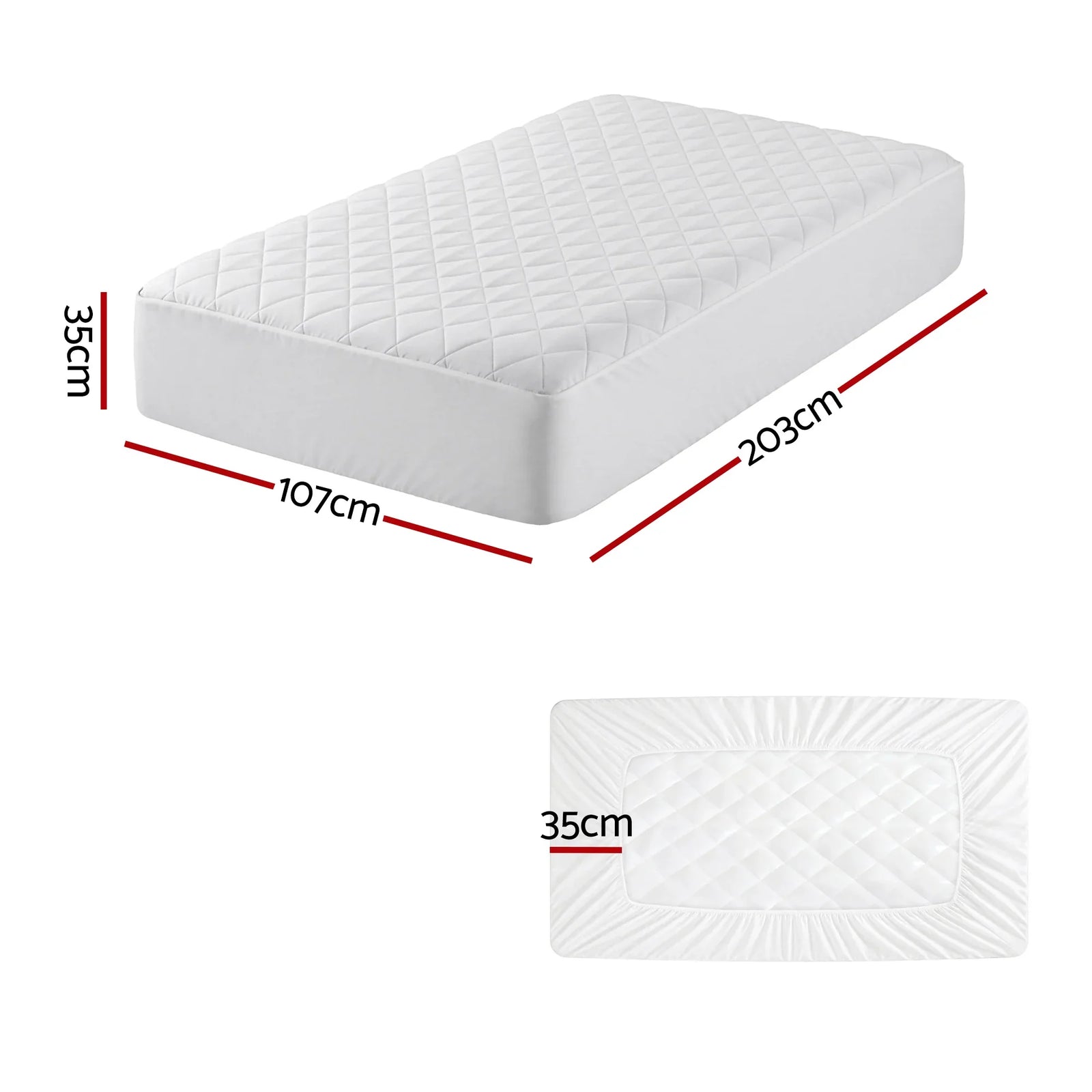 Waterproof Mattress Protector 100% Cotton Quilted Fitted Cover King Single