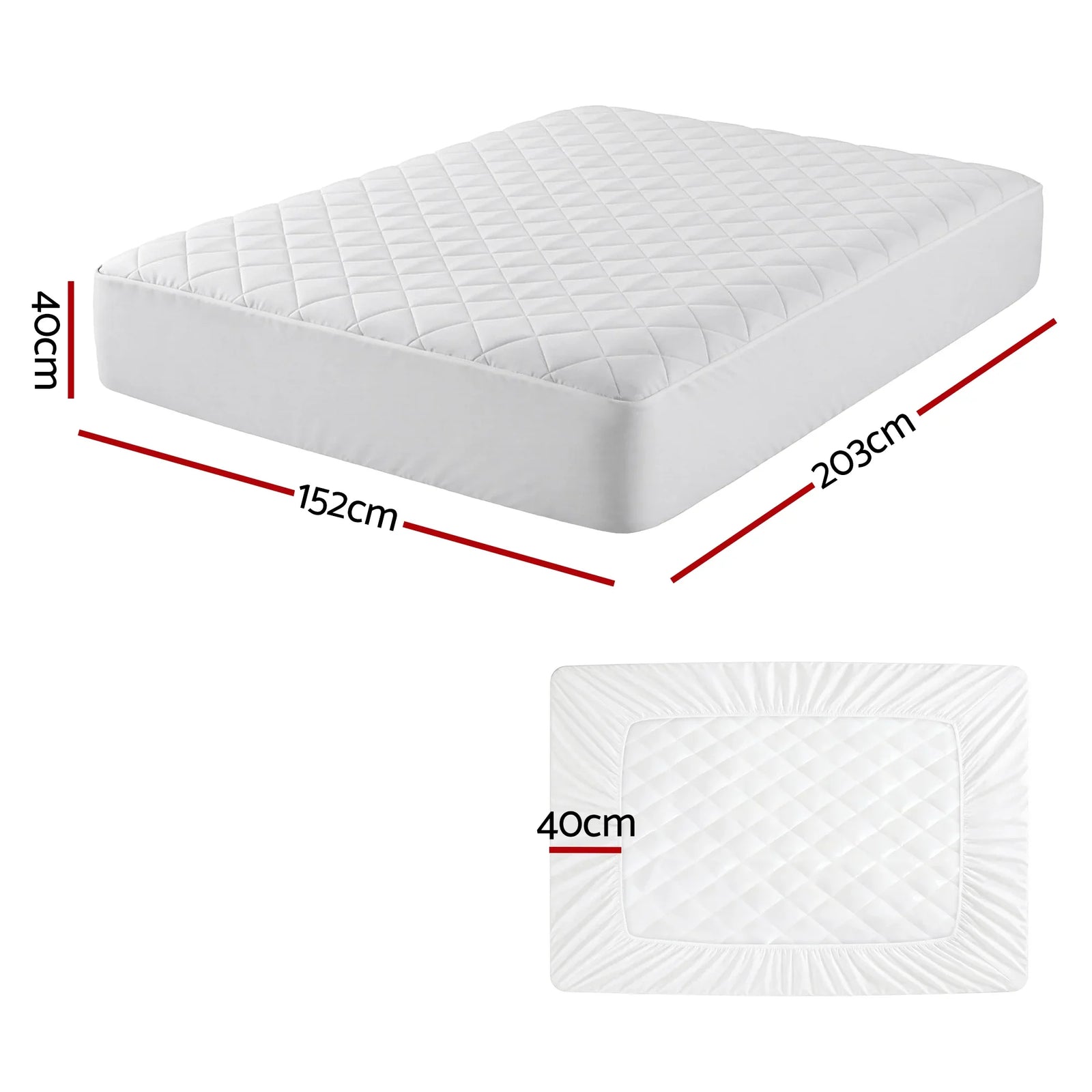 Waterproof Mattress Protector 100% Cotton Quilted Fitted Cover Queen