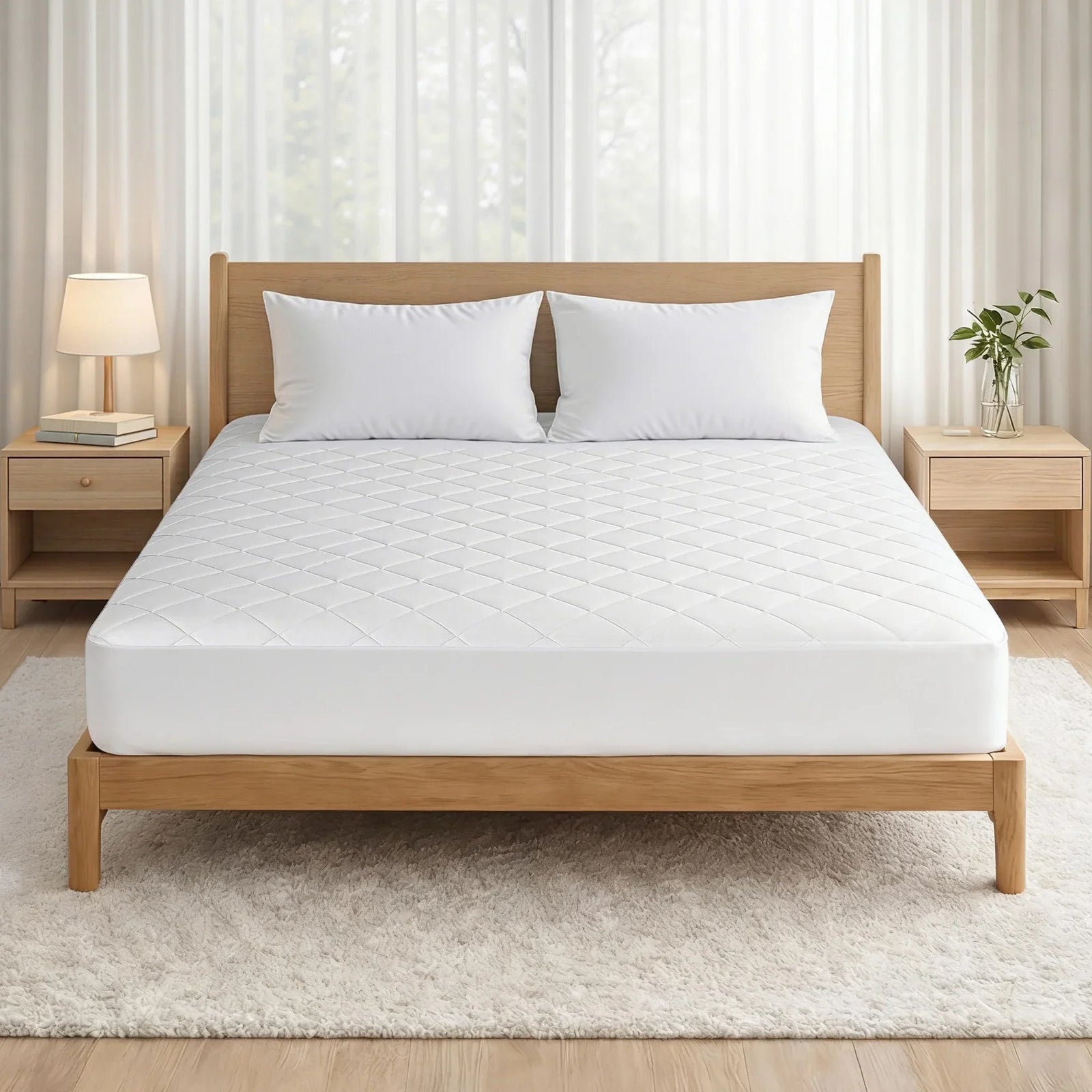 Waterproof Mattress Protector 100% Cotton Quilted Fitted Cover Queen