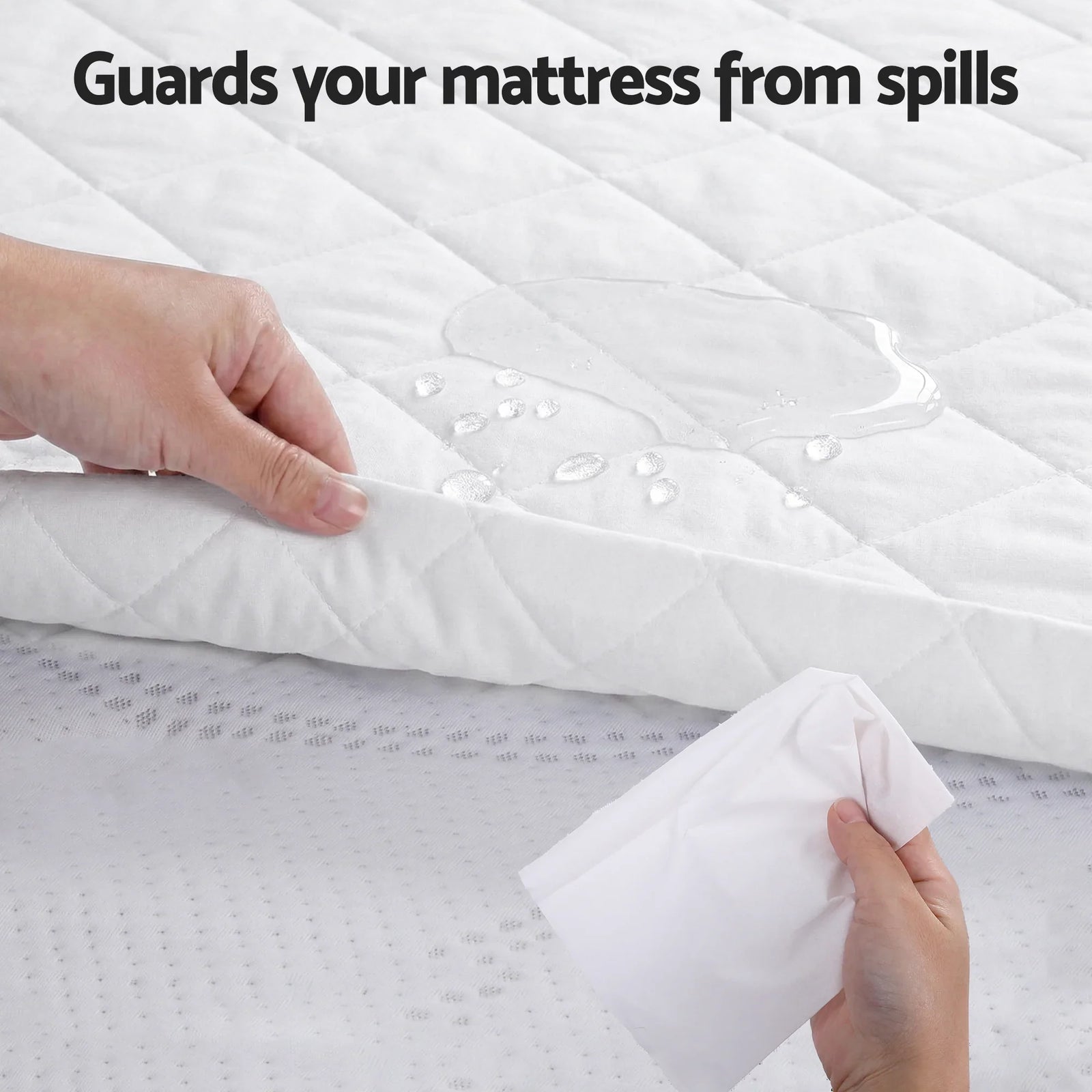 Waterproof Mattress Protector 100% Cotton Quilted Fitted Cover Single