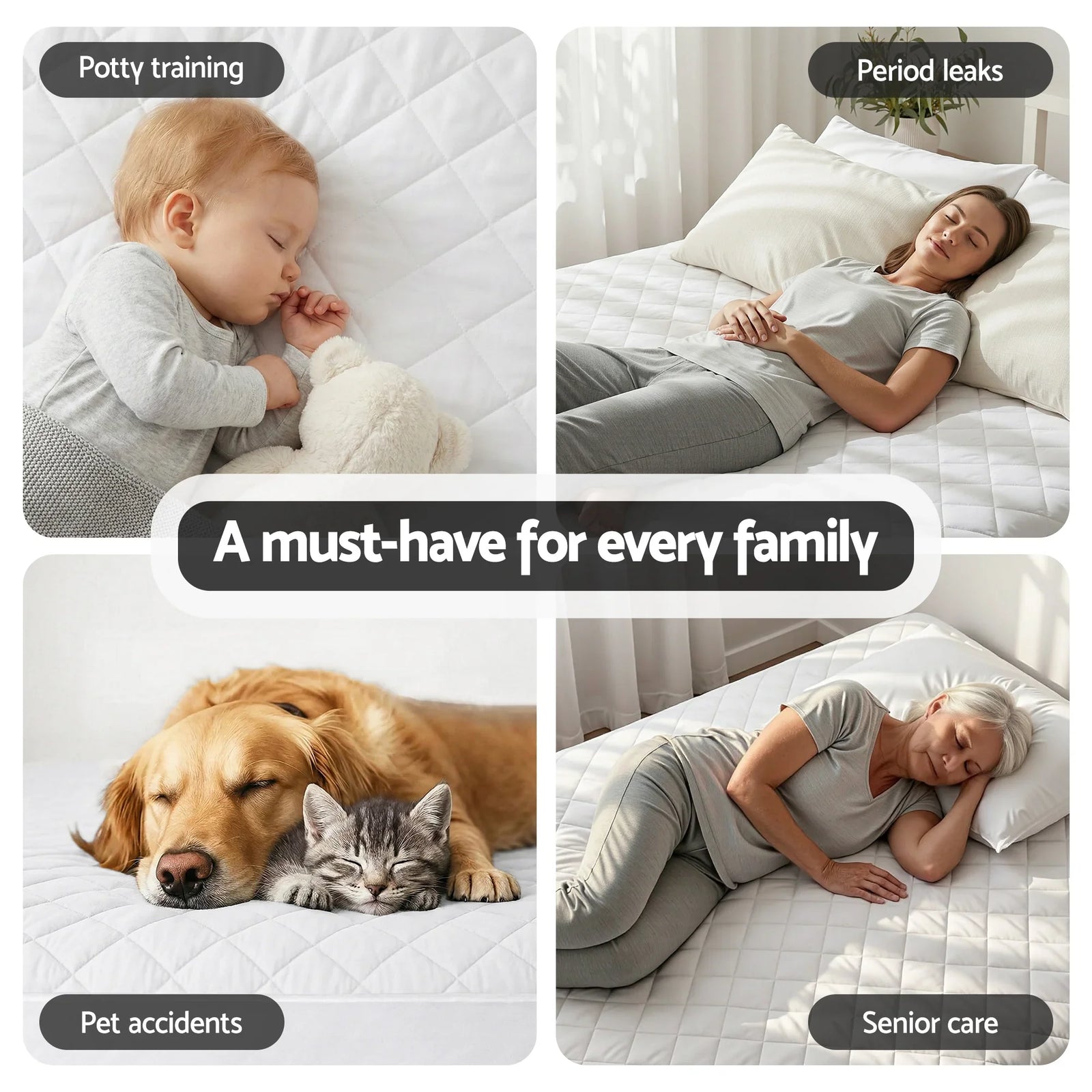 Waterproof Mattress Protector 100% Cotton Quilted Fitted Cover Single