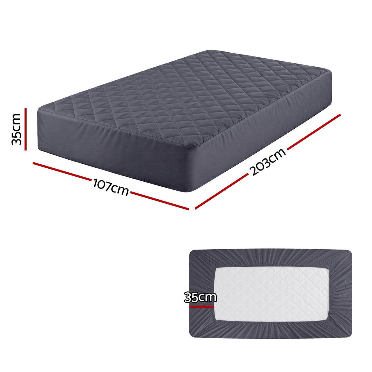 Waterproof Microfiber Mattress Protector, 360 Elastic Fit, King Single