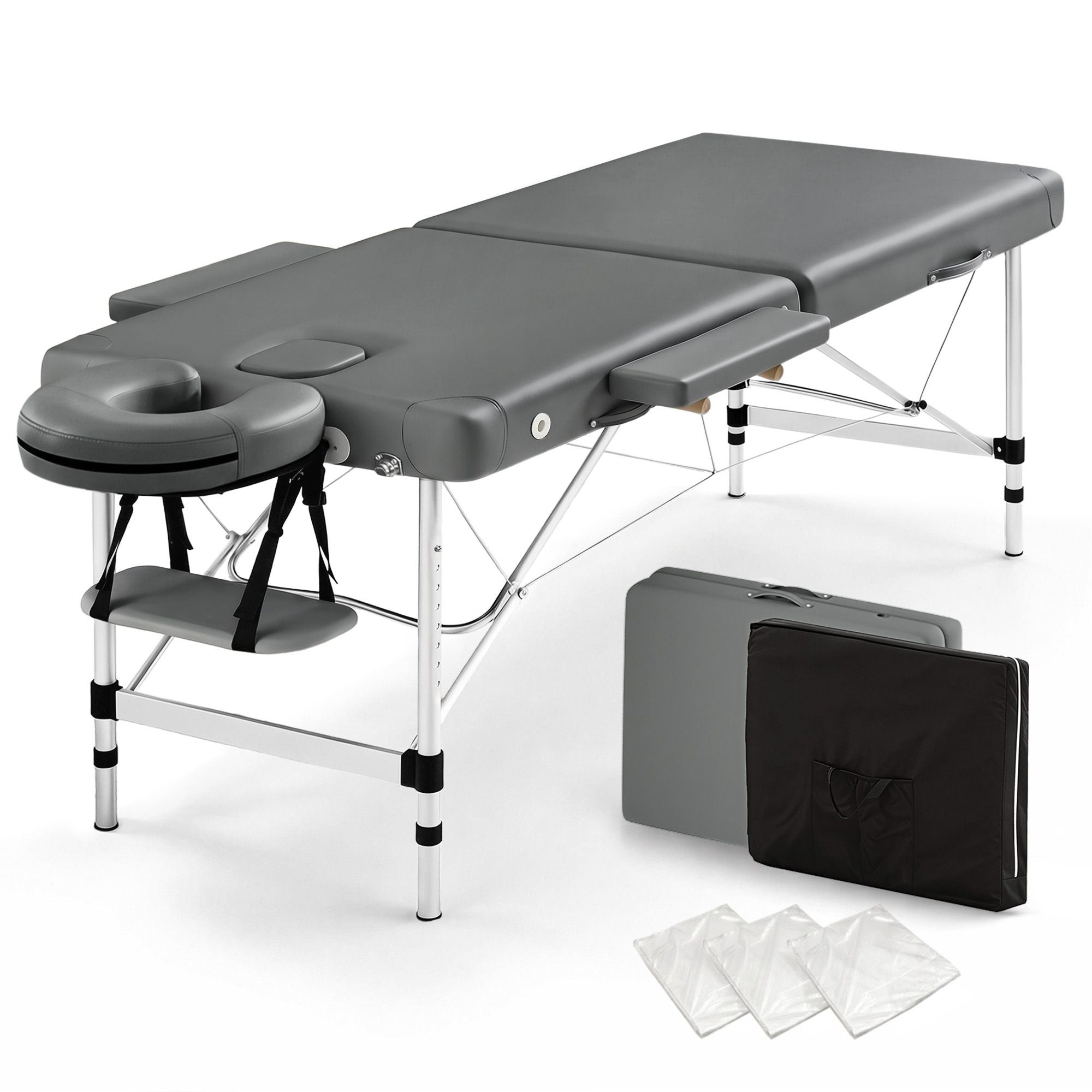 Portable Massage Table Aluminium Folding 55cm Wide Adjustable Height