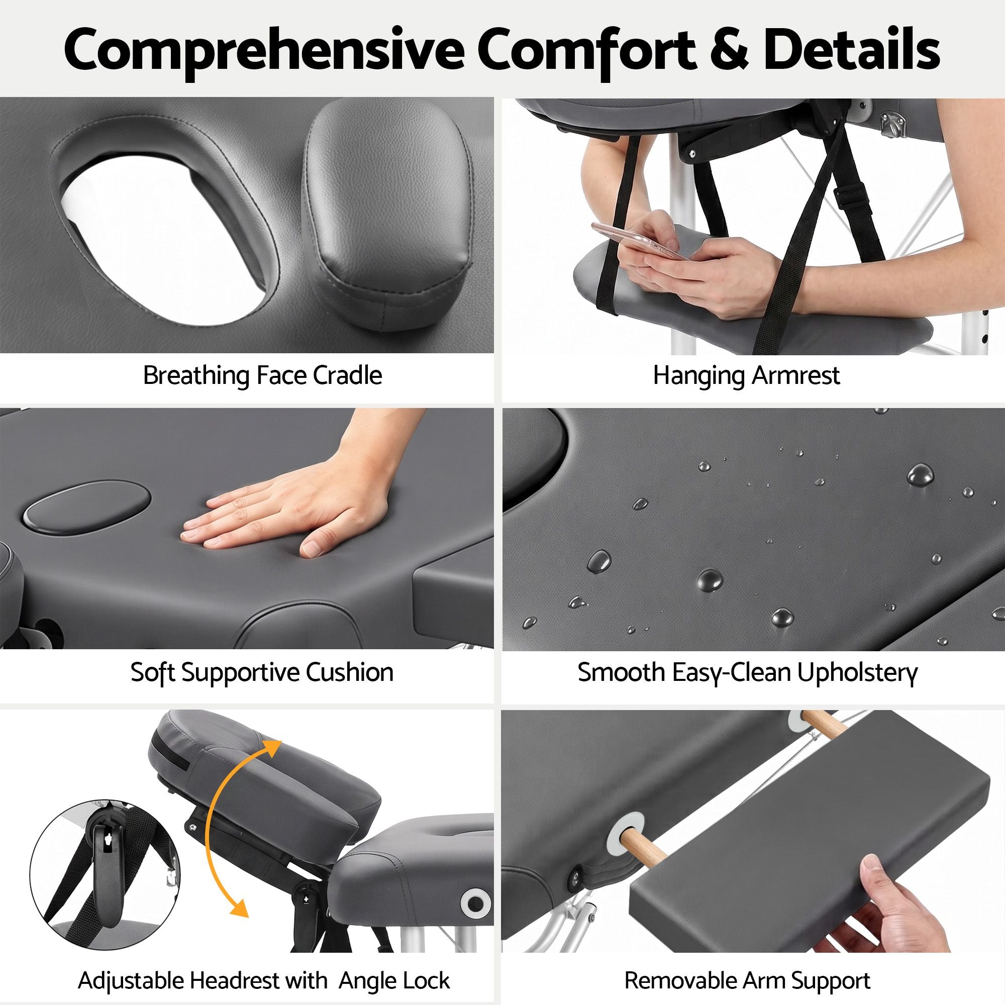 Portable Massage Table Aluminium Folding 55cm Wide Adjustable Height