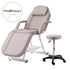 Zenses Beauty Bed with Stool, Beige, Adjustable Facial Massage Table, Tattoo Chair, Salon Services