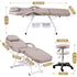 Zenses Beauty Bed with Stool, Beige, Adjustable Facial Massage Table, Tattoo Chair, Salon Services