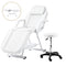 Zenses Beauty Bed with Stool, White, Adjustable Facial Massage Table, Tattoo Chair, Salon Services