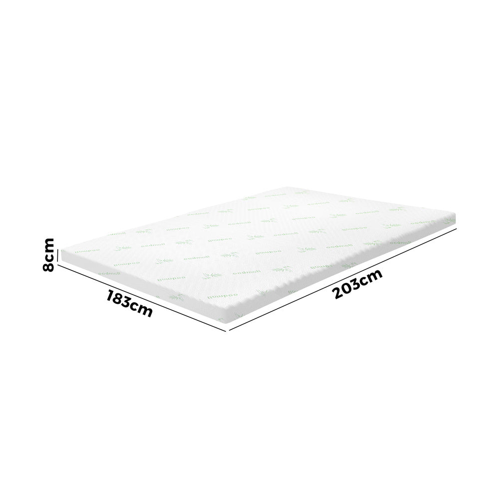 Memory Foam Mattress Topper Cool Gel Bamboo Cover 7-Zone 8CM King