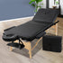Massage Table 75cm Wooden 3-Fold 250kg Capacity 9 Heights with Bag Black
