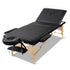 Massage Table 75cm Wooden 3-Fold 250kg Capacity 9 Heights with Bag Black