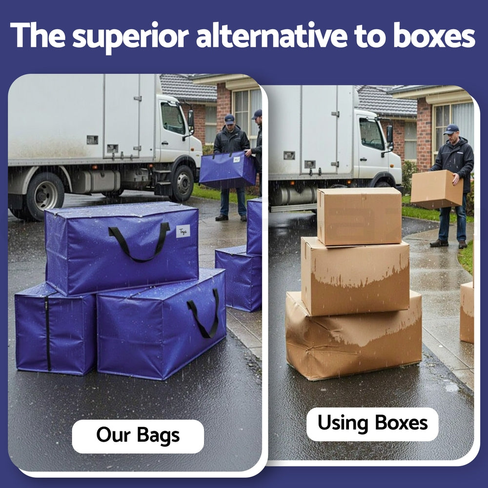 Moving Bags Heavy Duty Waterproof Backpack Straps Large Storage Totes 5 Pack Blue