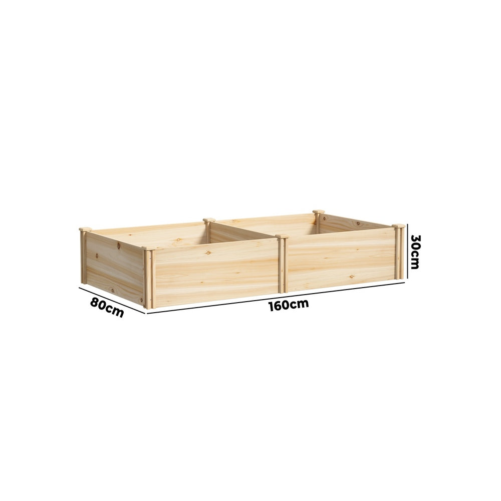 Garden Bed 160x80x30cm Raised Wooden Planter