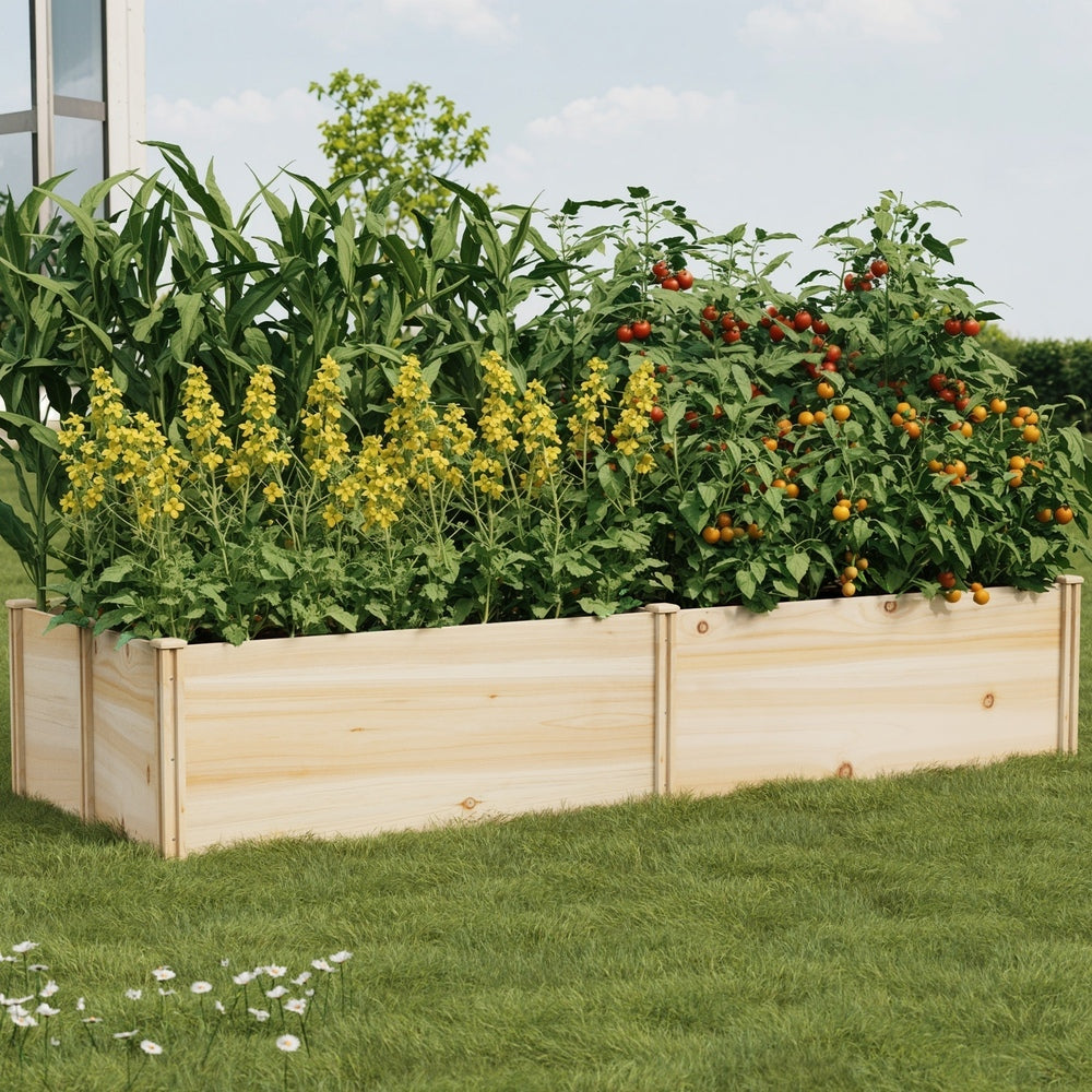 Garden Bed Set of 4 Raised Wooden Planter 120x45x45cm