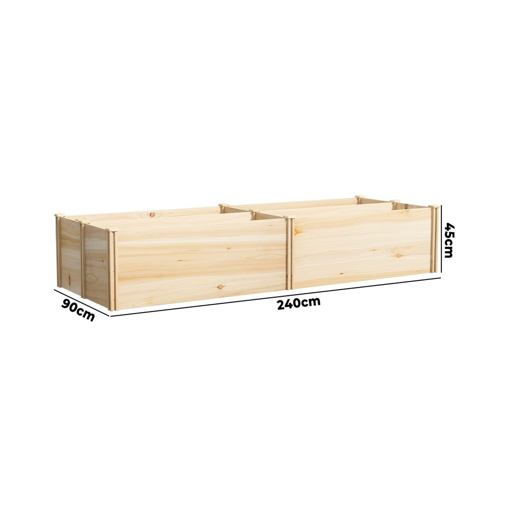Garden Bed Set of 4 Raised Wooden Planter 120x45x45cm