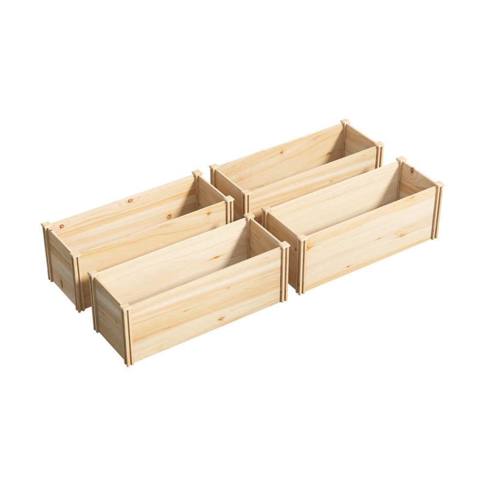 Garden Bed Set of 4 Raised Wooden Planter 120x45x45cm
