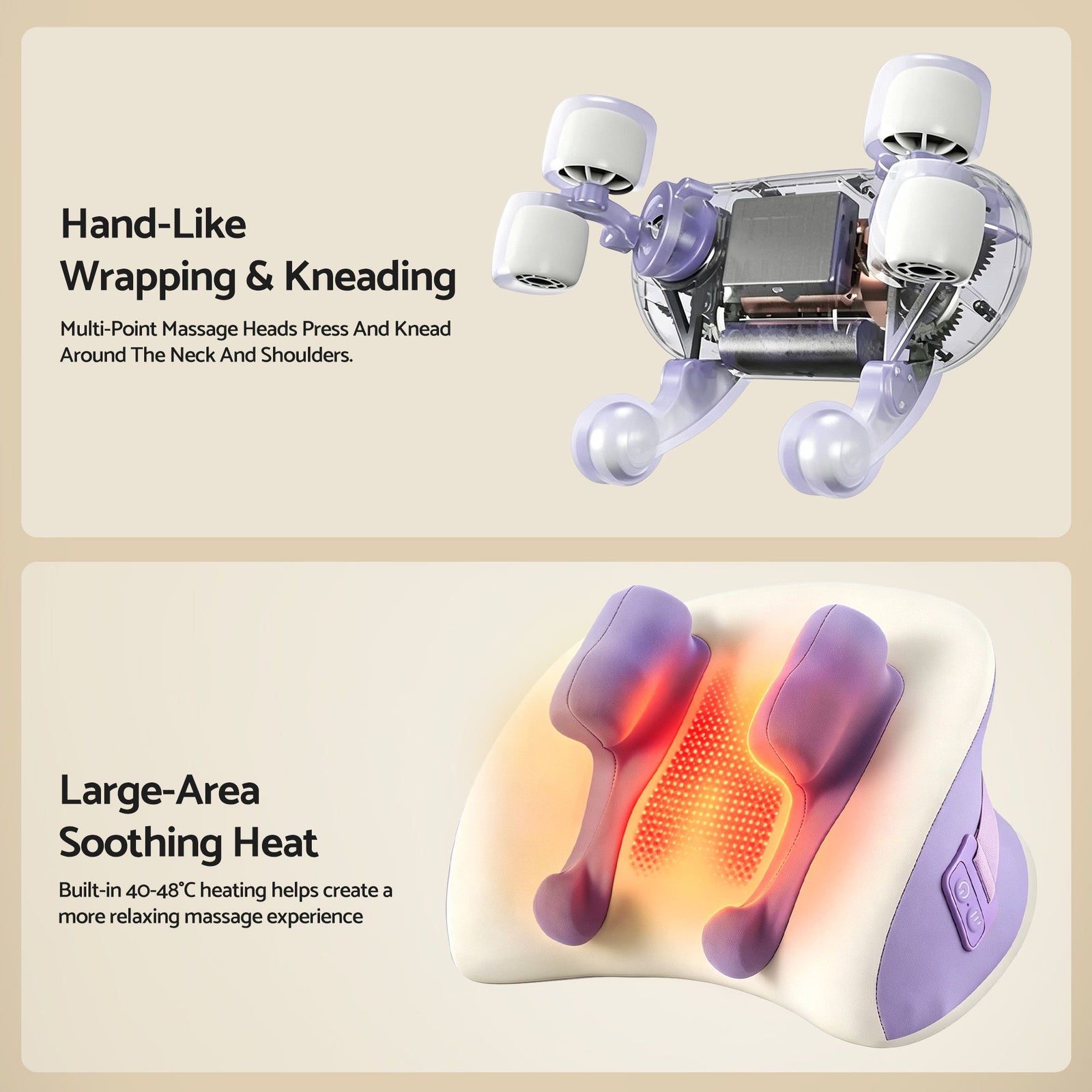 Livemor Neck & Shoulder Massage Pillow with Heat, Cordless 4D Kneading Massager for Home & Office