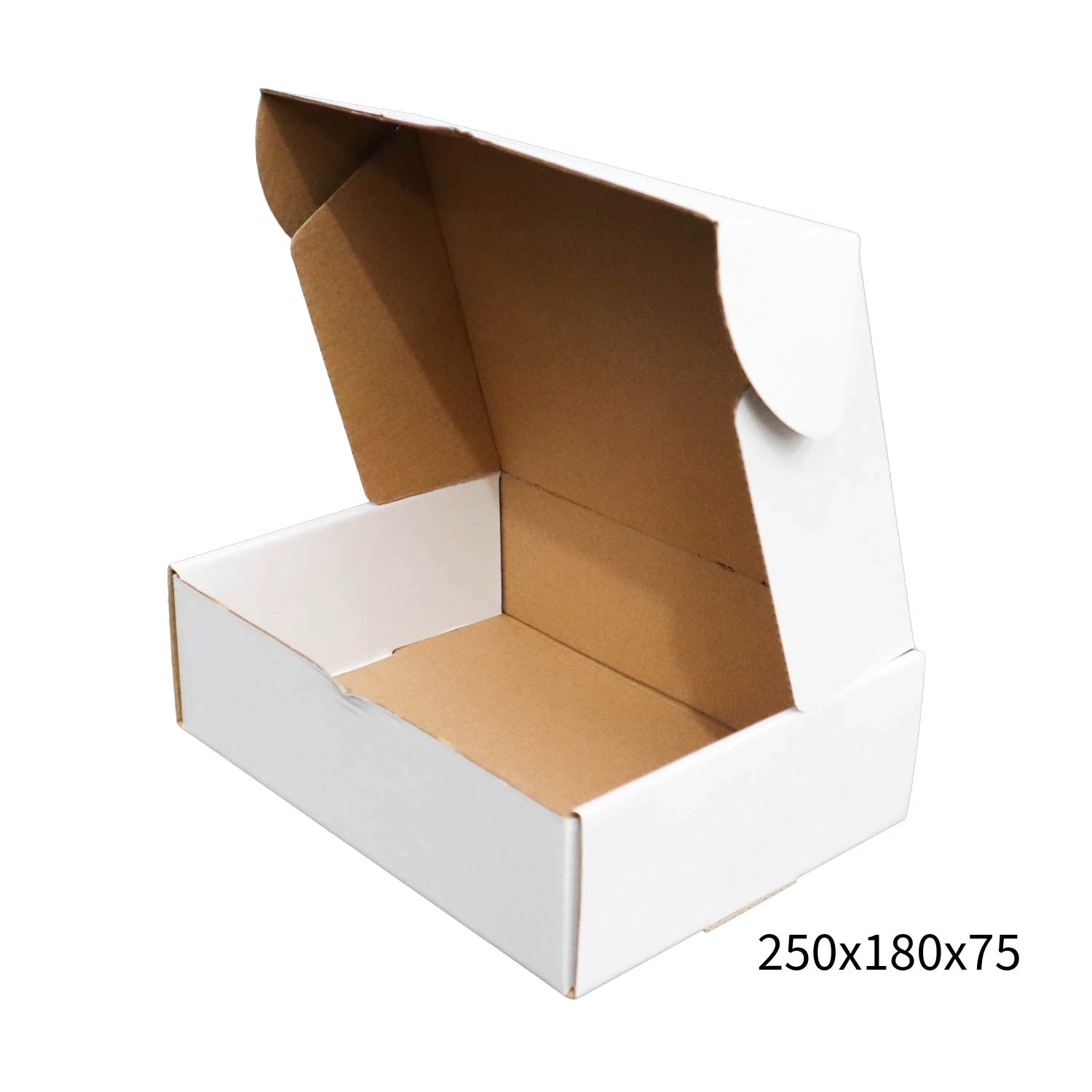 250x180x75mm White Cardboard Mailer Box – Self-Locking Die-Cut 100pk-2029334117883187200