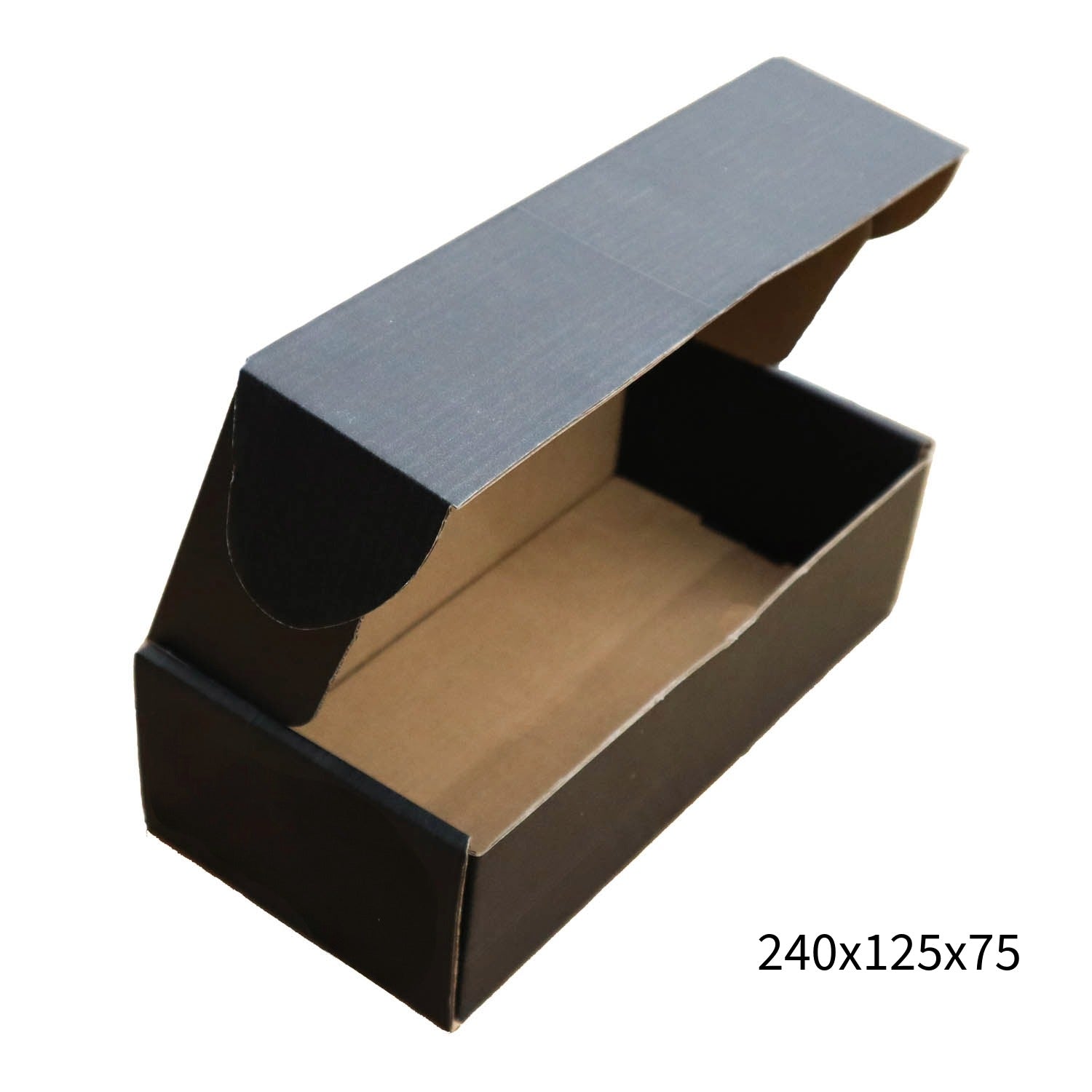 240x125x75mm Black Cardboard Mailer Box – Self-Locking Die-Cut 100pk-2029334118210342912