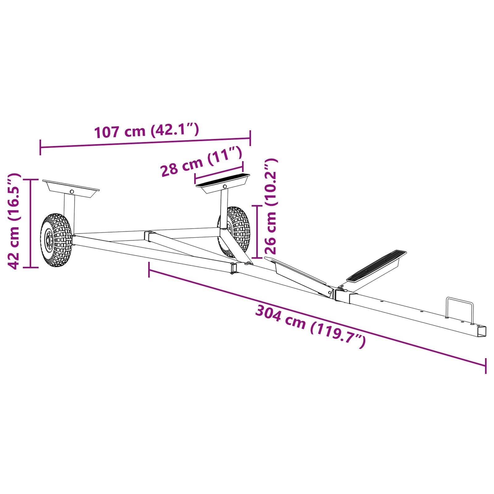 Boat Trailer 212-302 cm Adjustable Length 160 kg Steel