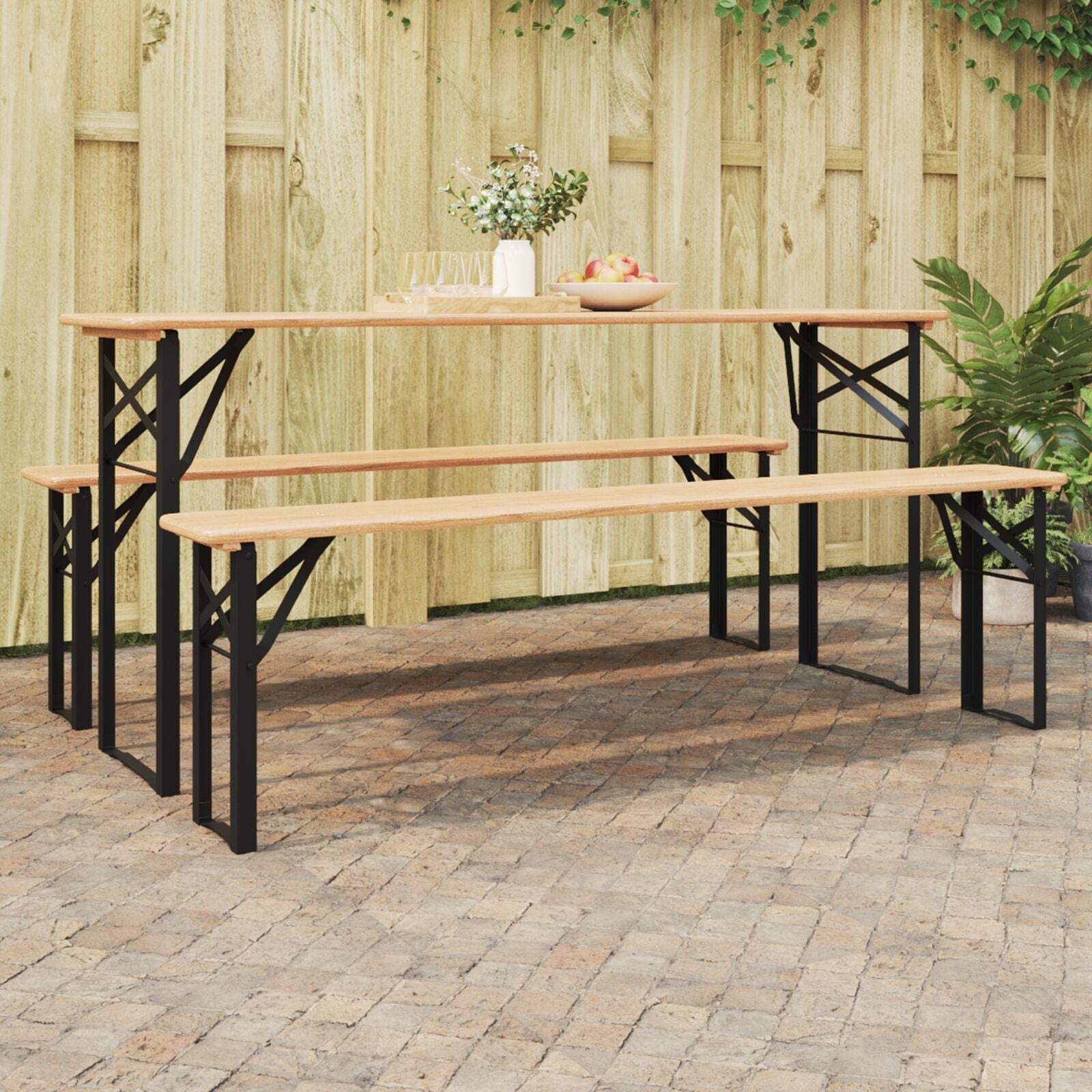 Beer Table Legs 2 pcs Foldable Black Powder-coated Steel