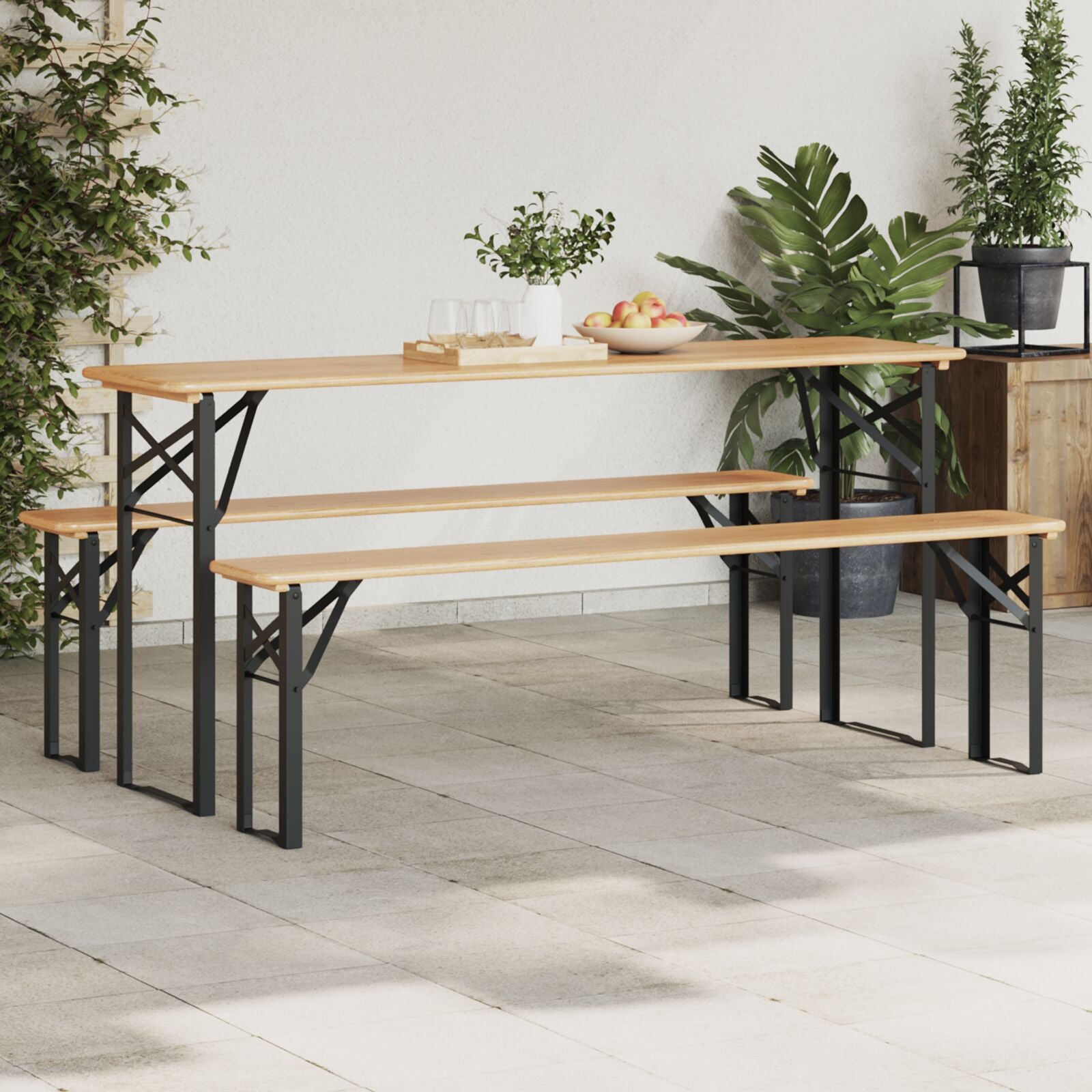 Beer Table Legs 2 pcs Foldable Black Powder-coated Steel